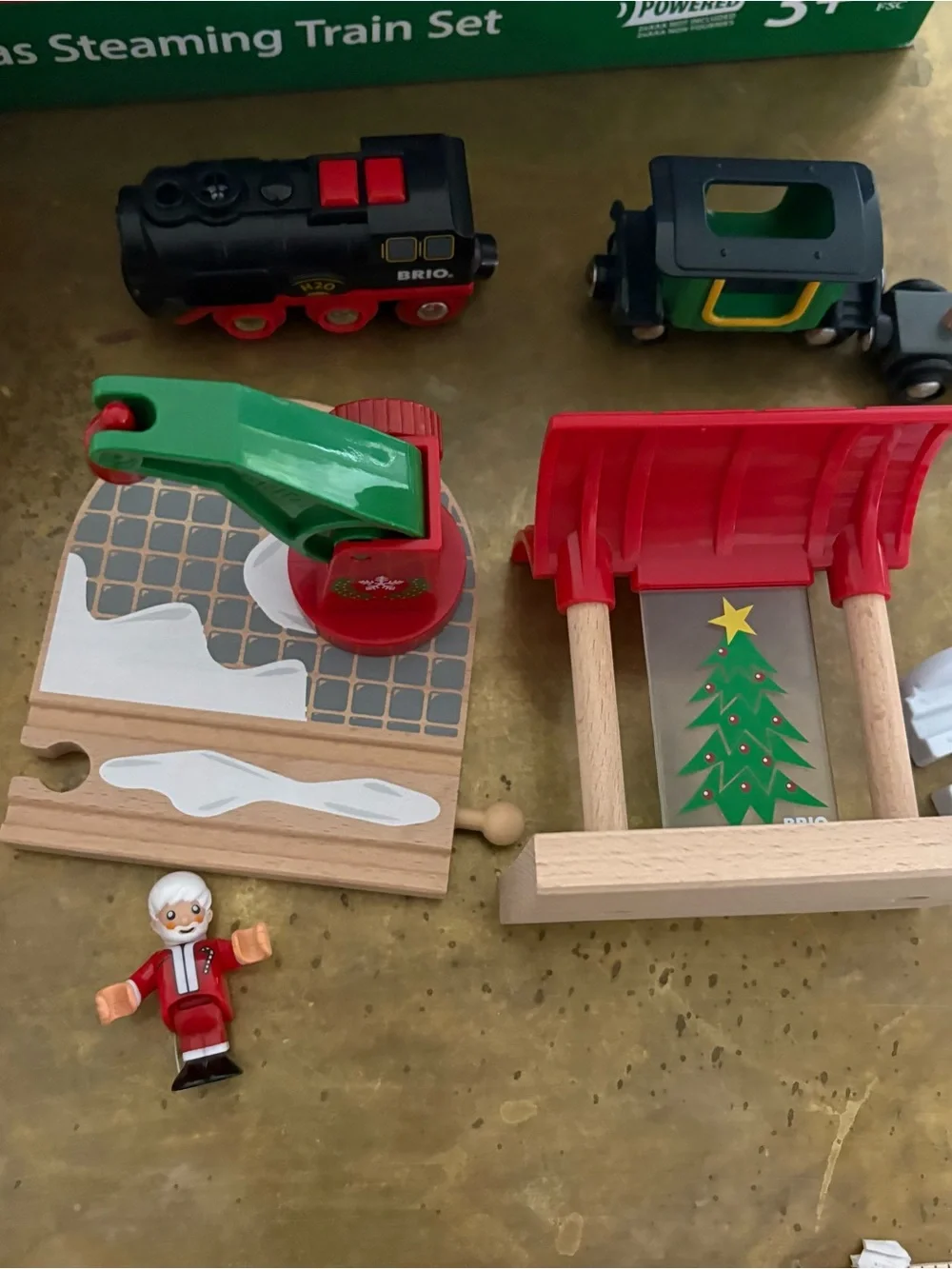BRIO World 36014 Christmas Steaming Train Set Wood Track Incomplete W/ Box
